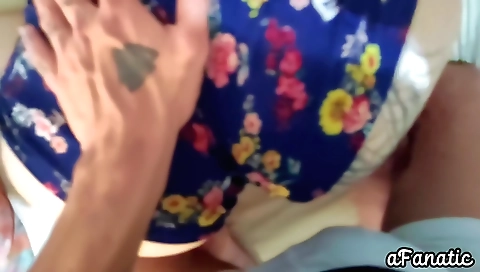 Hot chick in a white dress takes creampie in the woods