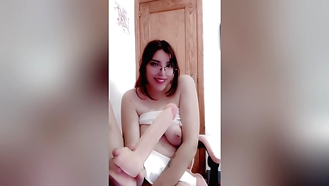 Sexy brunette with a sexy body and nice face goes horny