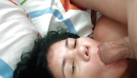 Deepthroat blowjob for a brunette in her tight body