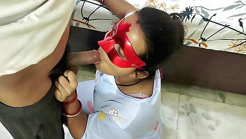 Indian girl with small tits enjoys deepthroat licking