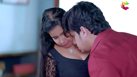 Horny brunette with small tits enjoys being in the bed