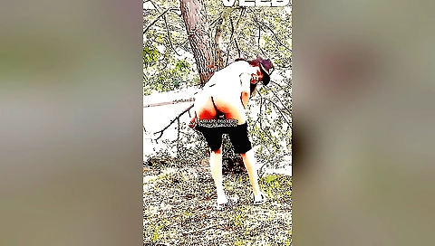 Indian girl plays with her naked body in public park