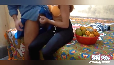 Busty brunette teen in homemade video handjob scene