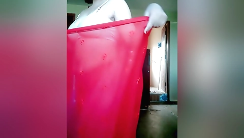 Indian girl masturbates and stretches her big boobs