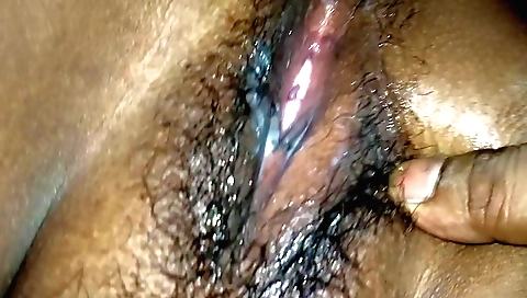 Indian girl in sexy black lingerie shows off her pussy