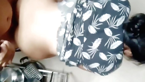 Brunette teen with a big ass and a tight mouth in kitchen