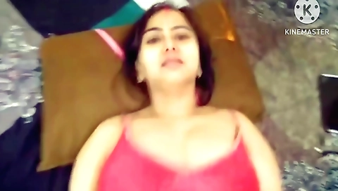 Brunette woman with small tits and natural body takes bath