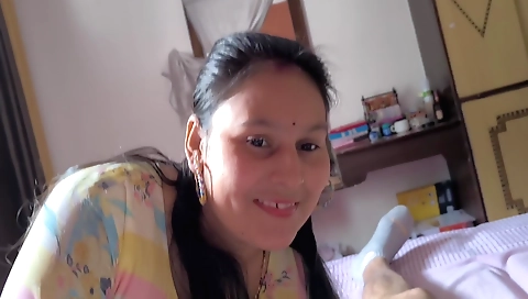 Indian milf with a hairy pussy enjoys deepthroat sex