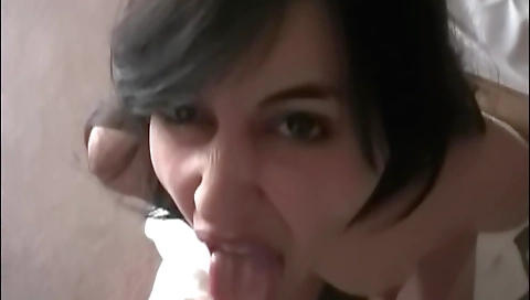 Brunette beauty shows her lips and a hot facial after sex