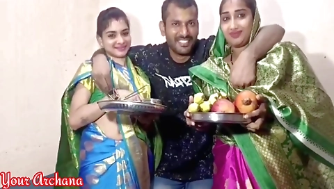 Busty Indian woman fucks hairy pussy with her boyfriend