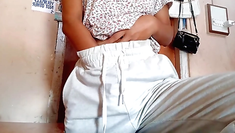 Solo female in a tight white dress with black stockings