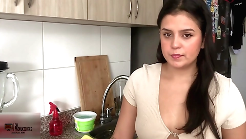 Indian brunette with a sexy smile and tattooed slit