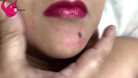 Indian brunette with big natural boobs and hairy pussy