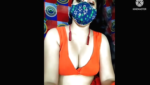 Sexy indian woman has her big tits filmed in solo video