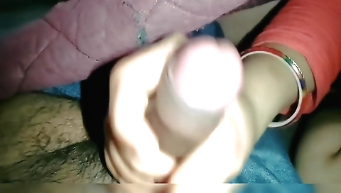 A blonde virgin babe in a village is having a blowjob