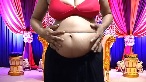 chubby chick with big tits plays with her big boobs