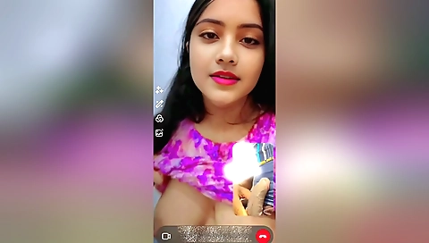 Indian brunette with a hairy pussy makes out on a video call