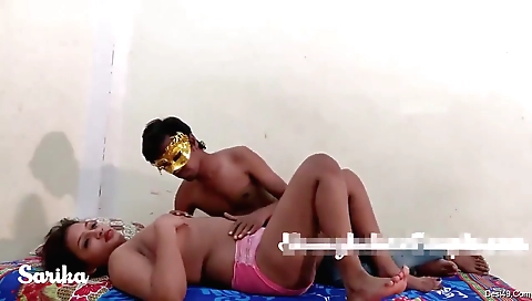 Beautiful brunette babe is giving her best handjob