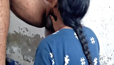 Brunette indian girl gets her boyfriend's cock sucked by her