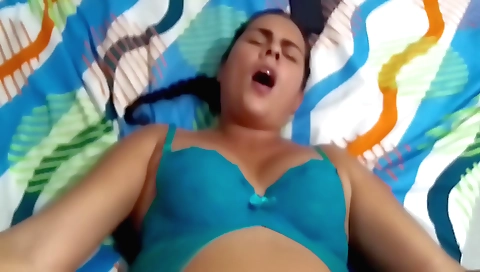 Brunette with small tits breaks her pussy and fingers