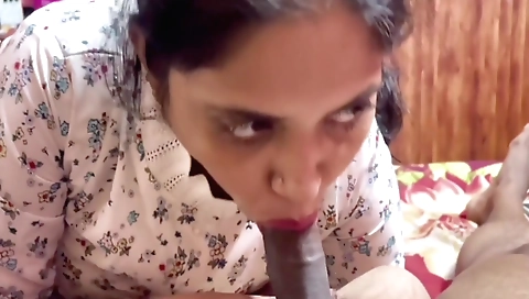 Amateur brunette indian with hairy pussy plays with cock