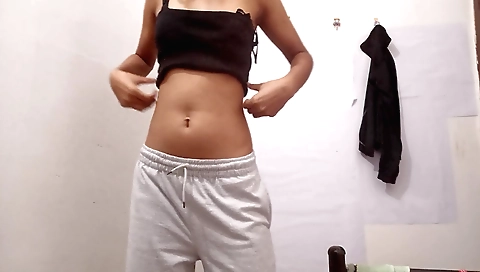 Indian teen babe naked in sexy stockings and blouse