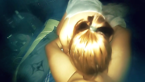 Red hair stepsister sucks a cock and takes a deep breath