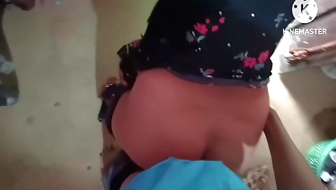 Indian fuckgirl is riding on his large cock outdoors