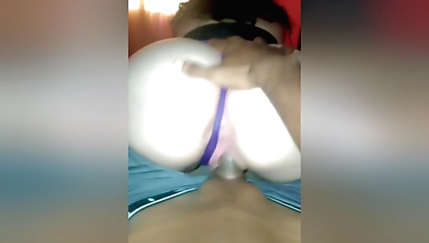 Indian amateur brunette riding on a dick on camera