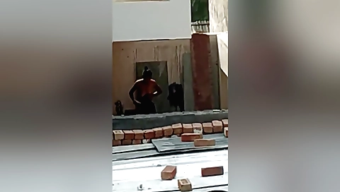 Indian desi bhabhi in hot outdoor bathing in her bikini