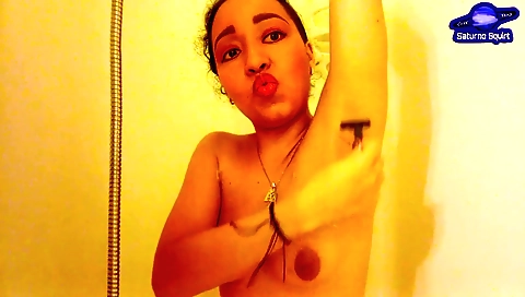 Busty brunette 18+ indian masturbates on the bath in amateur