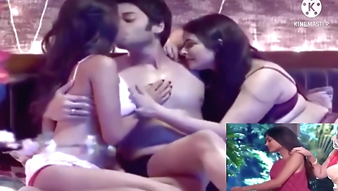 Busty indian brunette and her stepson at a porn video