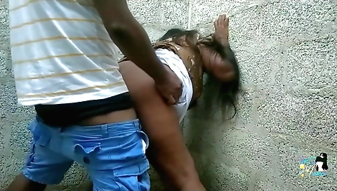 Indian slut in black lingerie is fucked on the beach