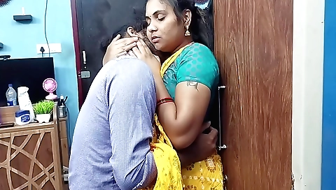 Indian couple is playing with a half-arsey in a sex room