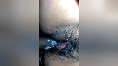 Amateur hairy hairy brunette with a hairy pussy suckles and rides