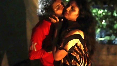 Busty brunette gets her boyfriend's dick in her ass on the terrace