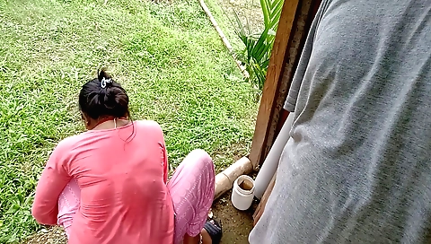 Very sexy brunette riding a bike outdoors (amateur)