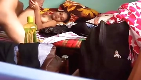 Sexy amateur brunette in a sexy lingerie and black dress