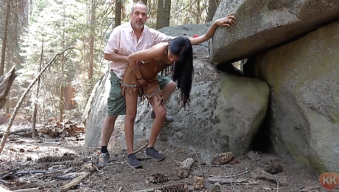 Indian brunette with big tits and small tits is filmed