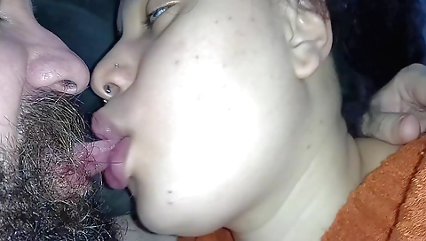 Indian amateur brunette with a mouthful of cum is playing