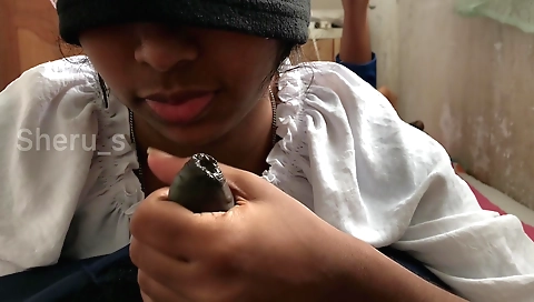 Handjob of a cute indian brunette in the village pov