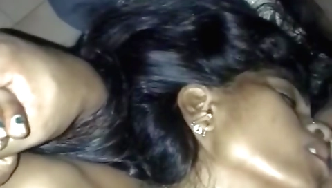 Busty brunette with a great figure giving a nice blowjob