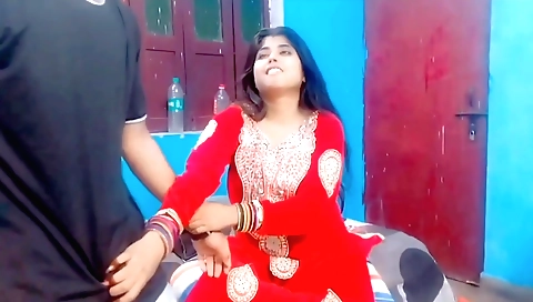 Indian teen babe in sexy outfit fucks with her boyfriend