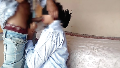 Indian blonde in a sexy outfit fucked in the bedroom