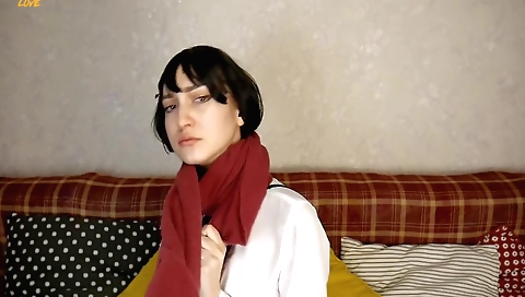 Brunette with small titties is getting her feet railed