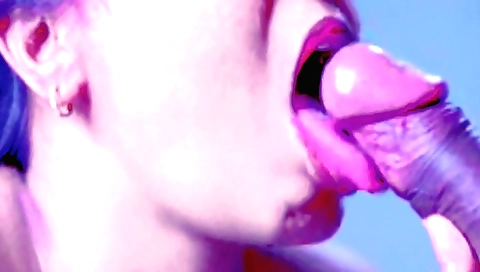 Brunette girl with a nice face and a mouth is dropped in her mouth